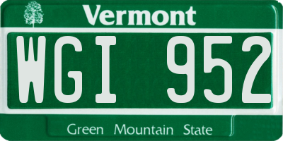 VT license plate WGI952