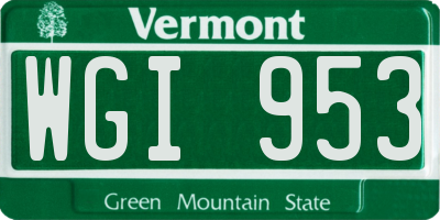 VT license plate WGI953