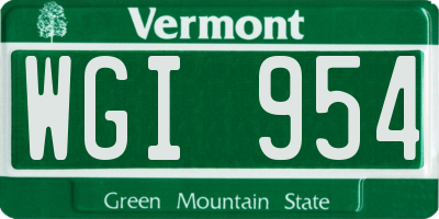 VT license plate WGI954
