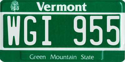 VT license plate WGI955