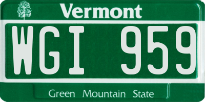 VT license plate WGI959