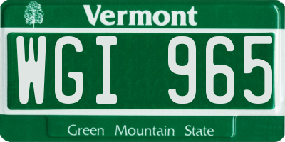 VT license plate WGI965