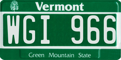 VT license plate WGI966