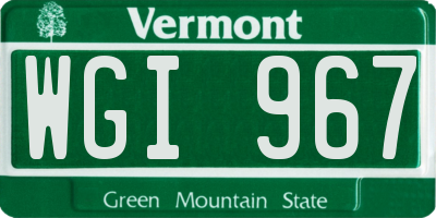 VT license plate WGI967