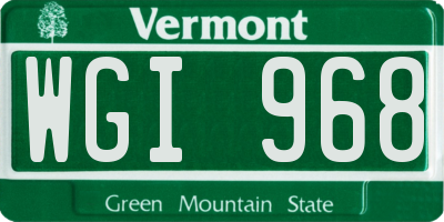 VT license plate WGI968