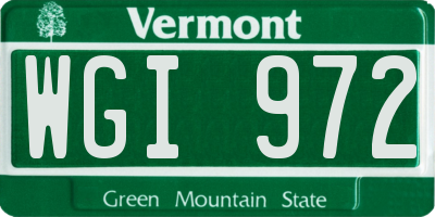VT license plate WGI972
