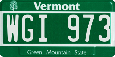 VT license plate WGI973