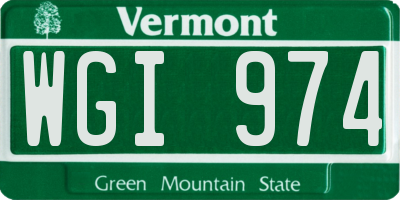 VT license plate WGI974