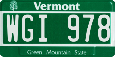 VT license plate WGI978