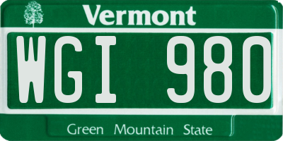 VT license plate WGI980