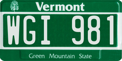 VT license plate WGI981