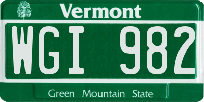 VT license plate WGI982