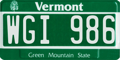 VT license plate WGI986