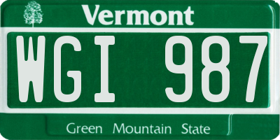 VT license plate WGI987