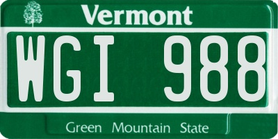 VT license plate WGI988