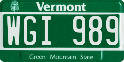 VT license plate WGI989