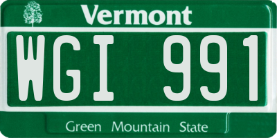 VT license plate WGI991