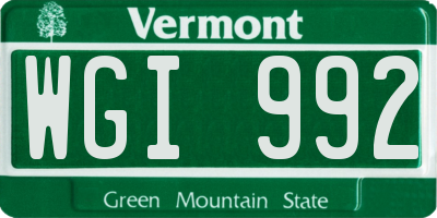 VT license plate WGI992