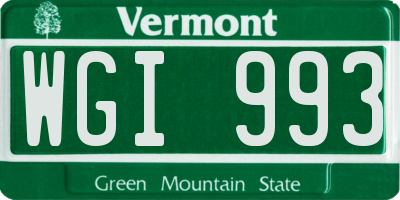 VT license plate WGI993