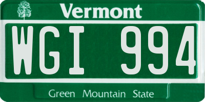 VT license plate WGI994