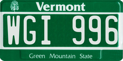 VT license plate WGI996