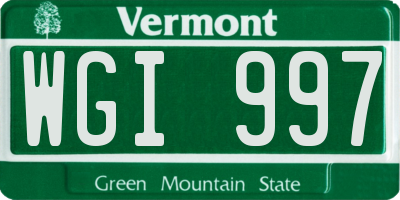 VT license plate WGI997