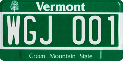 VT license plate WGJ001