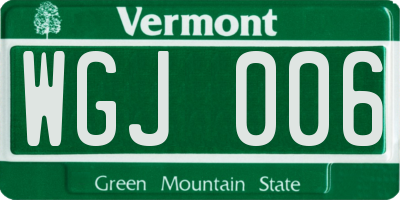 VT license plate WGJ006
