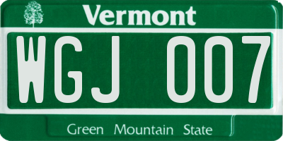 VT license plate WGJ007