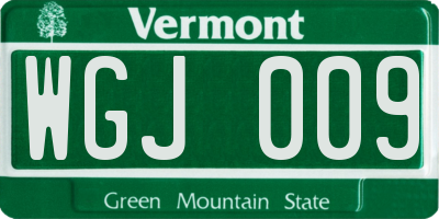 VT license plate WGJ009