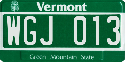 VT license plate WGJ013