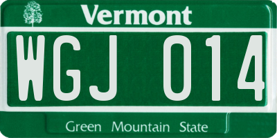 VT license plate WGJ014