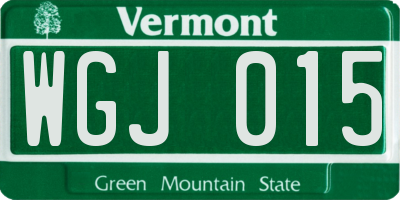VT license plate WGJ015