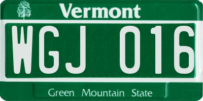 VT license plate WGJ016