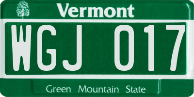 VT license plate WGJ017