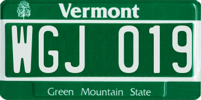 VT license plate WGJ019
