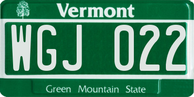 VT license plate WGJ022
