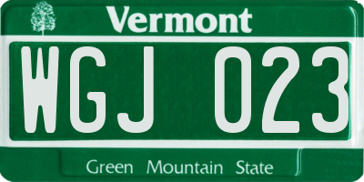 VT license plate WGJ023