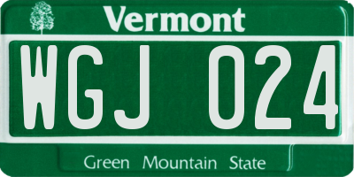 VT license plate WGJ024