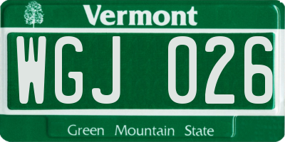 VT license plate WGJ026