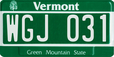 VT license plate WGJ031
