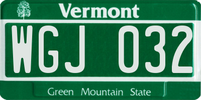 VT license plate WGJ032