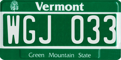 VT license plate WGJ033