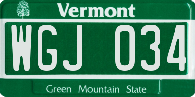 VT license plate WGJ034