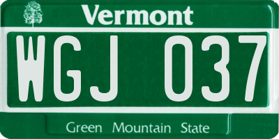 VT license plate WGJ037