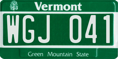VT license plate WGJ041