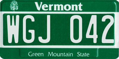 VT license plate WGJ042