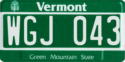VT license plate WGJ043