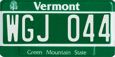 VT license plate WGJ044