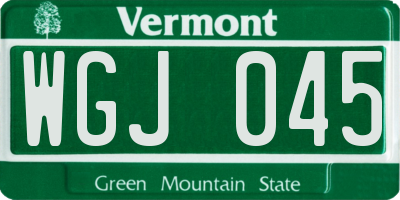 VT license plate WGJ045